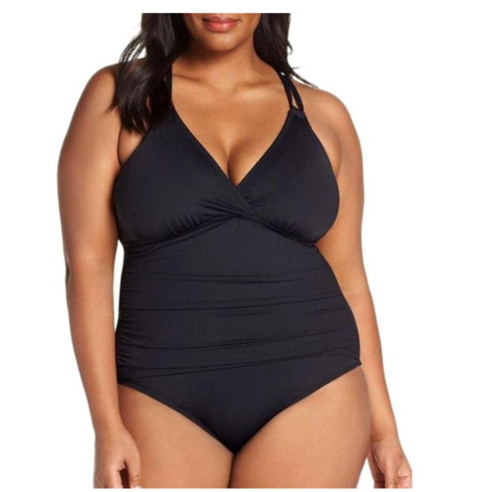 NWT La Blanca Island Goddess Surplice Swimsuit 18W - Picture 2 of 7